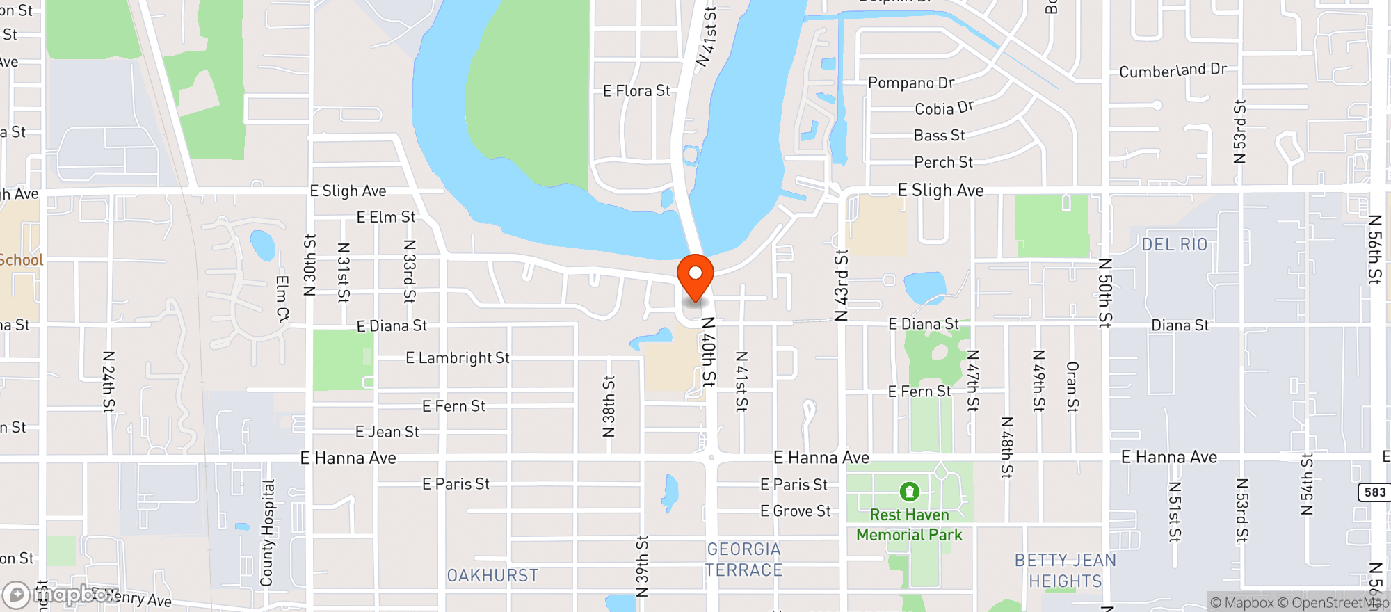 Map showing Poncho's Rental Hall