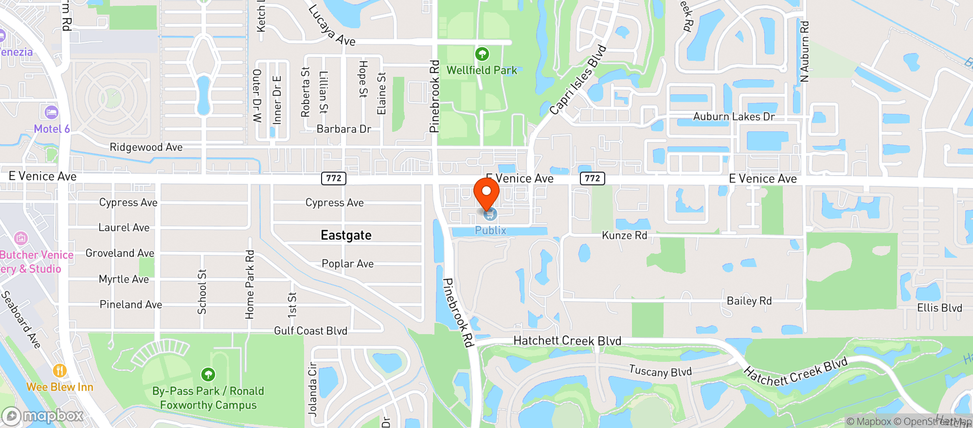Map showing Publix Super Market #734