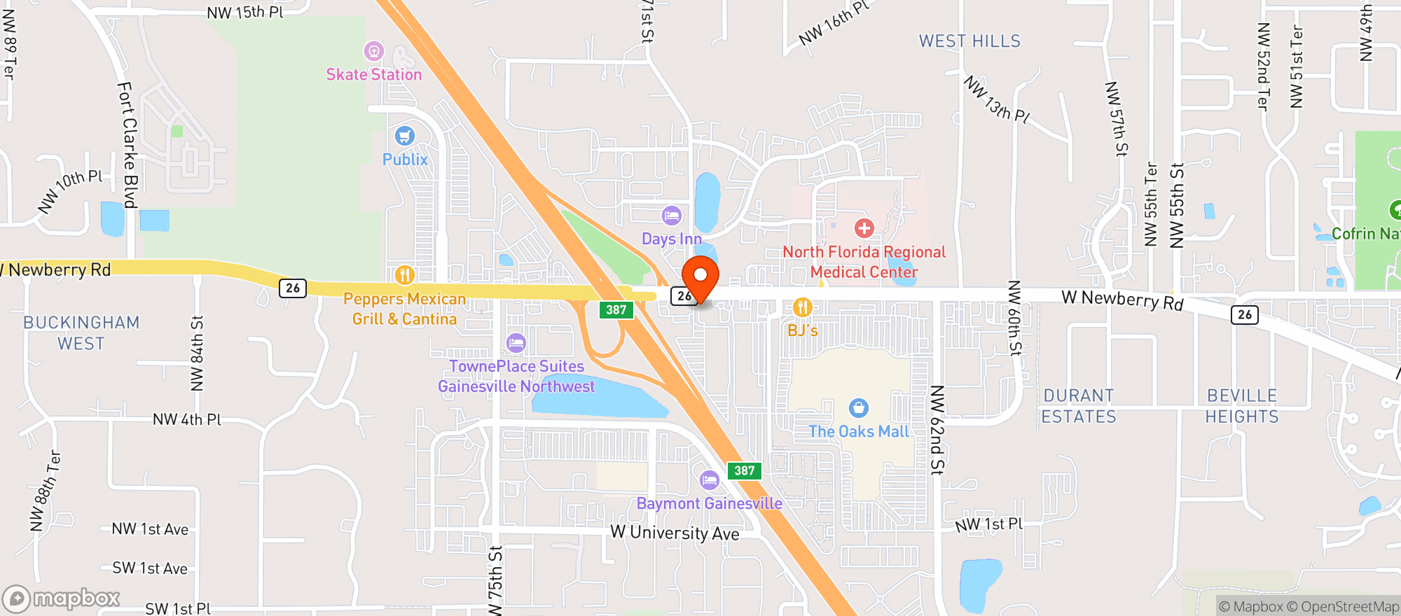 Map showing Vitamin Shoppe - Gainesville