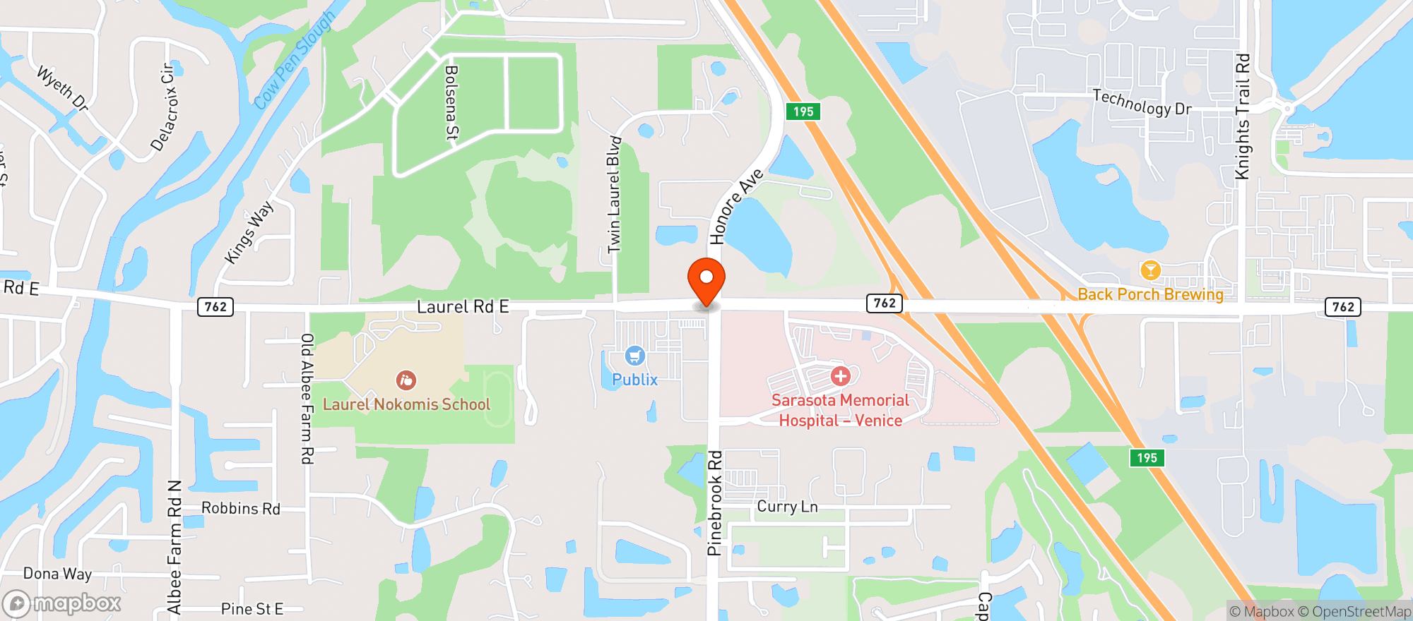 Map showing CIRCLE K (2490 LAUREL RD E)