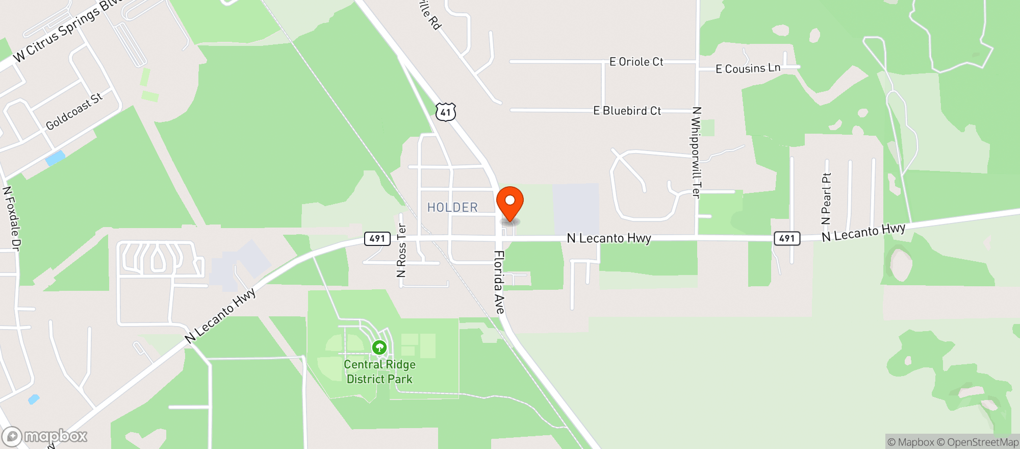 Map showing Holder Food Store