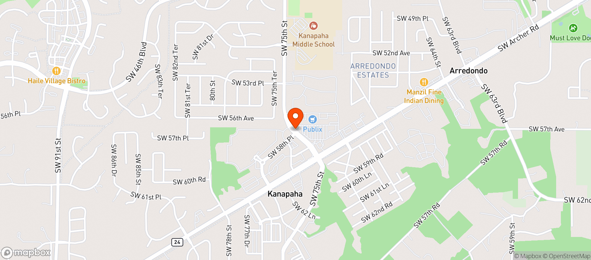 Map showing Publix Super Market