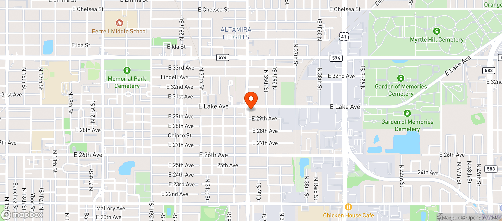 Map showing Tampa Super Stop