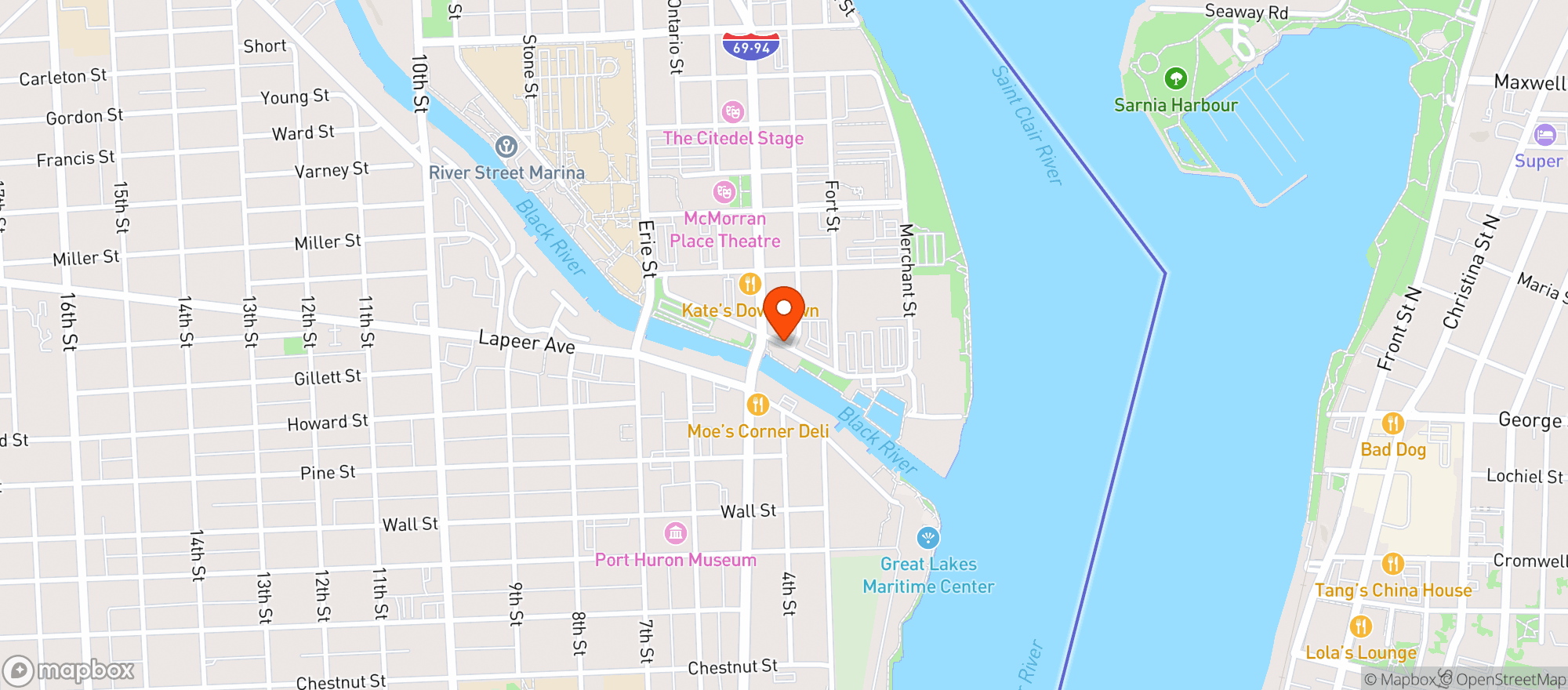 Map showing Jars Port Huron