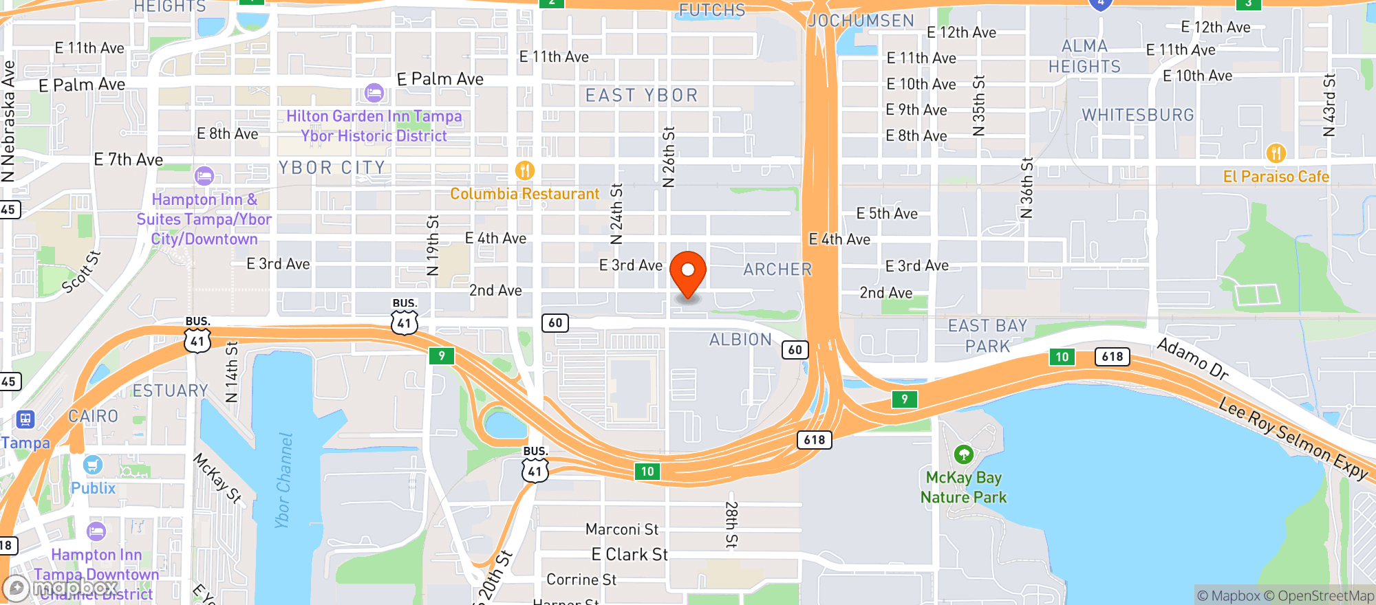 Map showing (c)coppertail Brewing