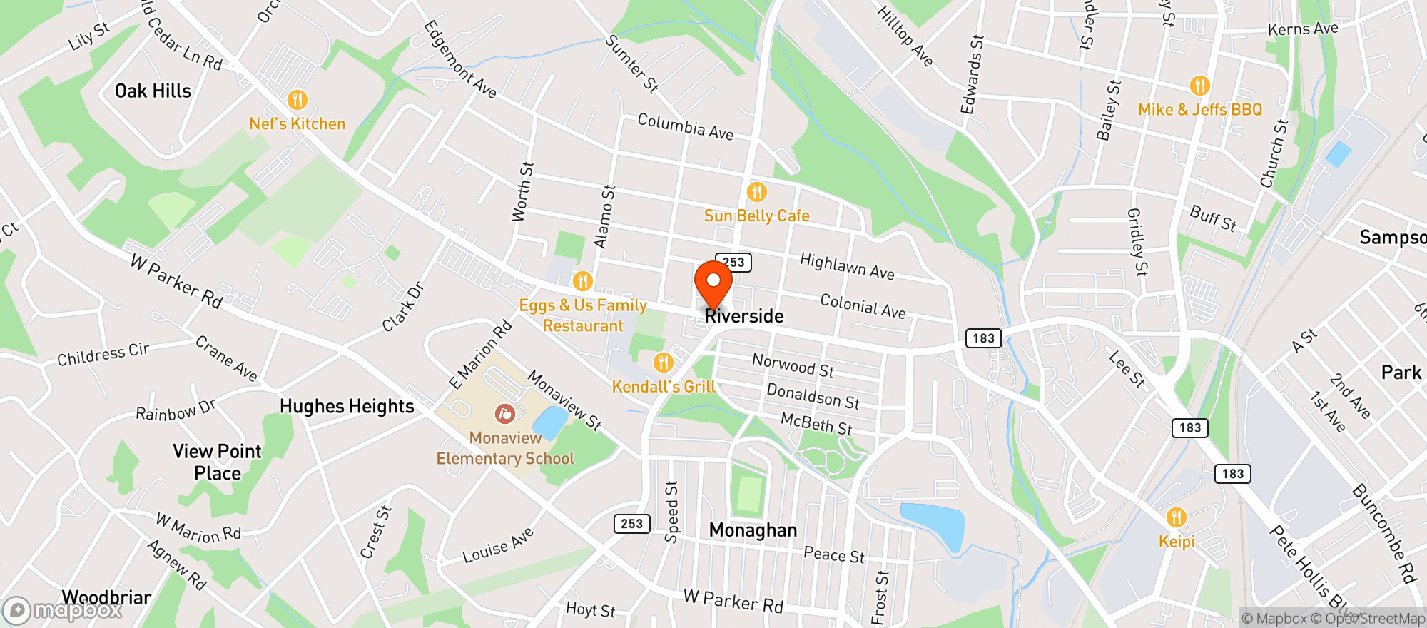 Map showing Coronados Mexican Restaurant