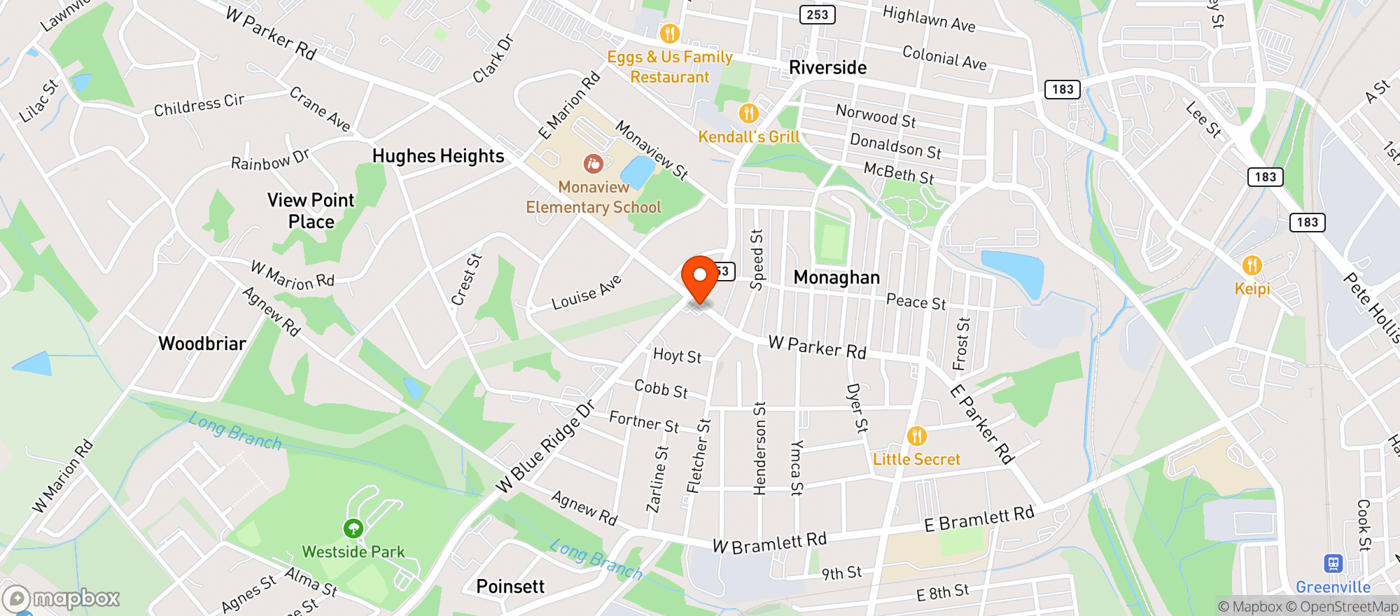 Map showing Westside Quick Shop
