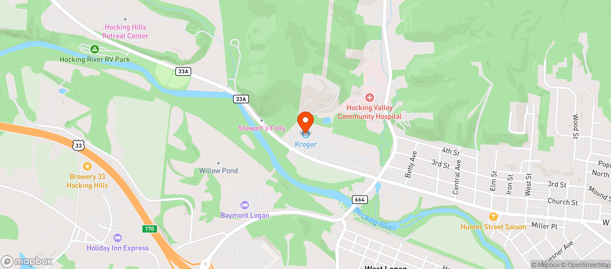 Map showing Kroger