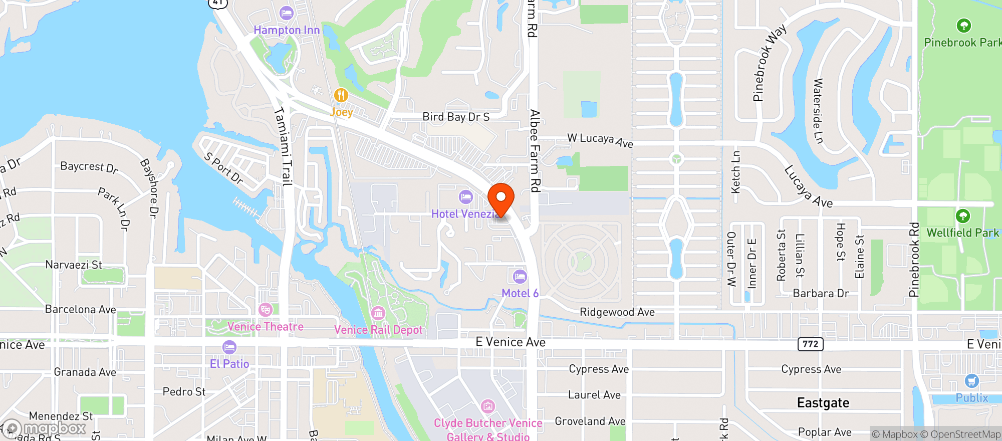 Map showing Plaza Mexico Bar & Grill