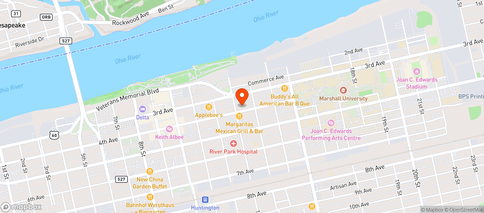 Map showing Huntington Ale House