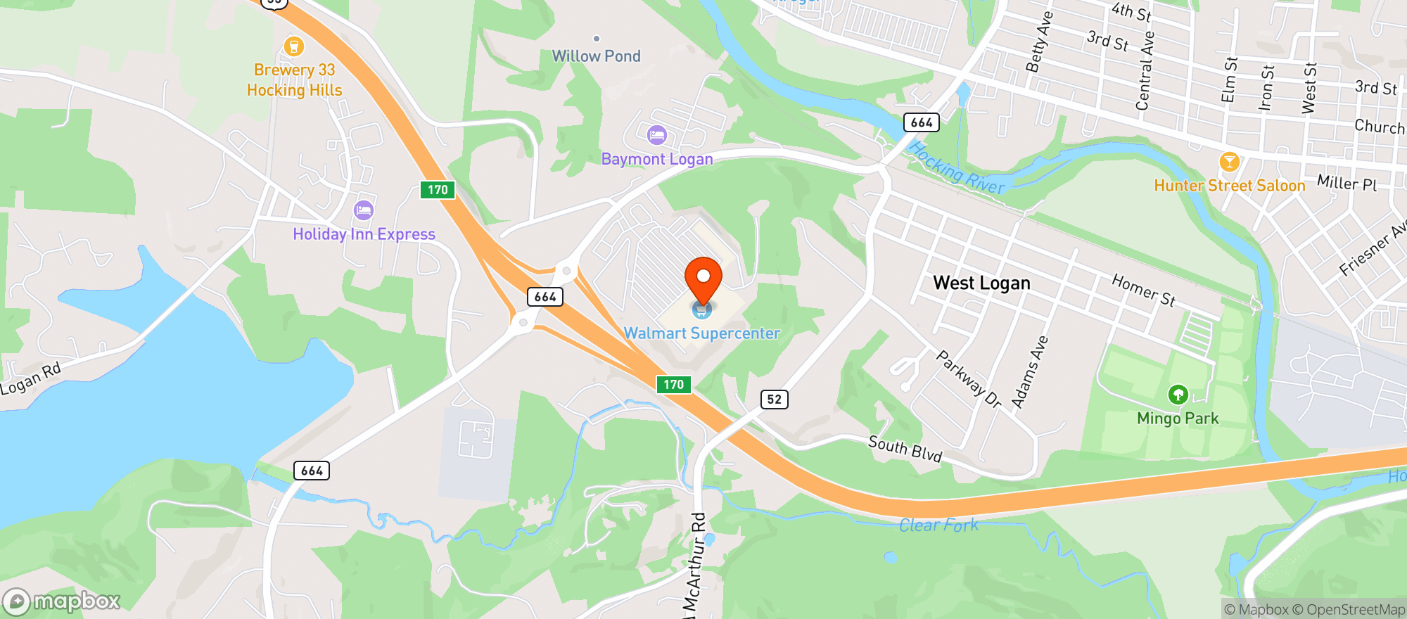 Map showing Walmart Supercenter