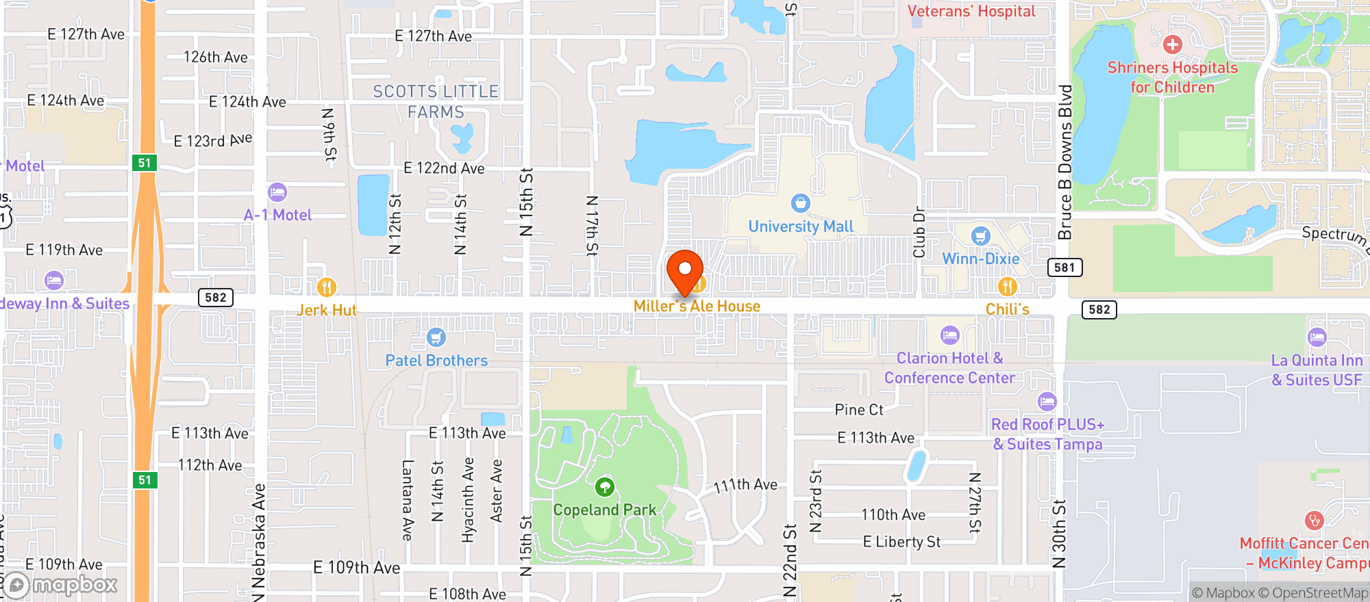 Map showing Millers Ale House