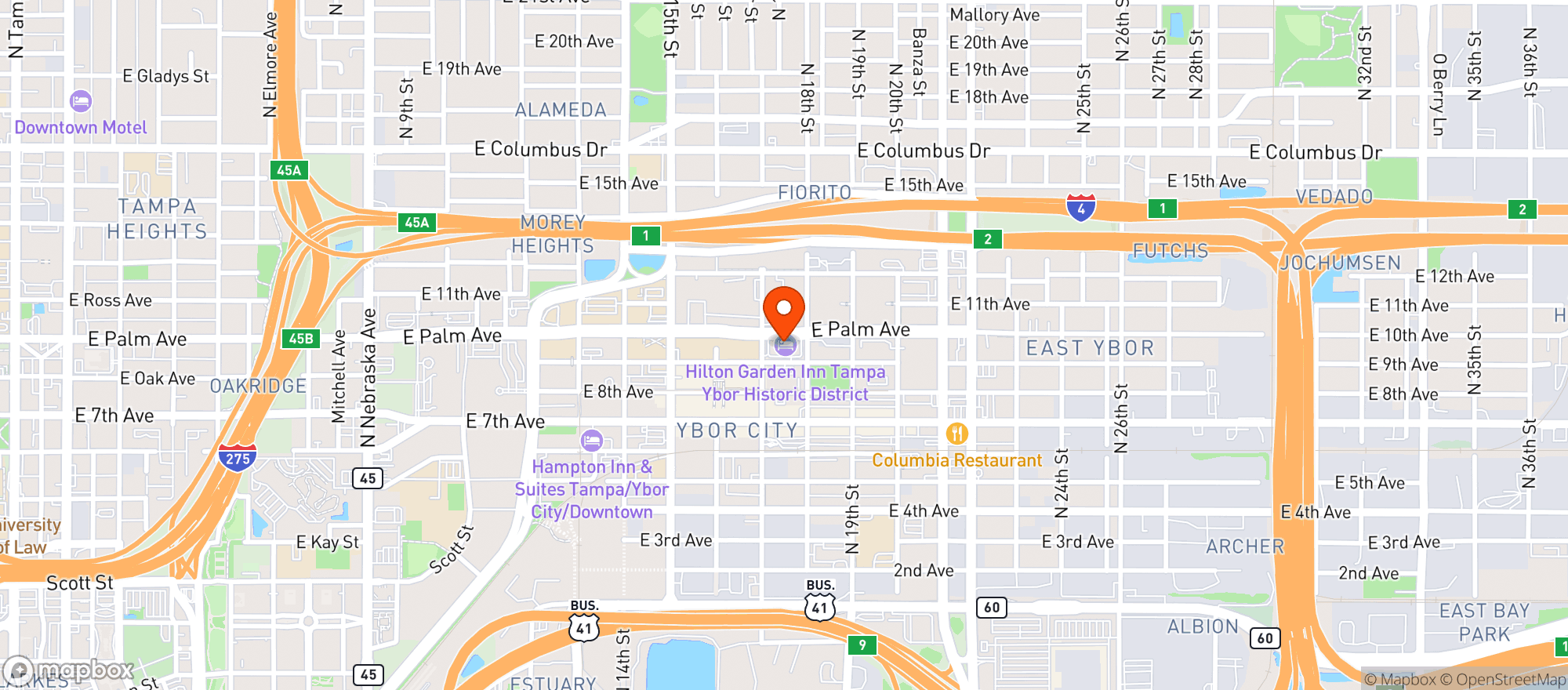 Map showing Hilton Garden Inn #tpayc