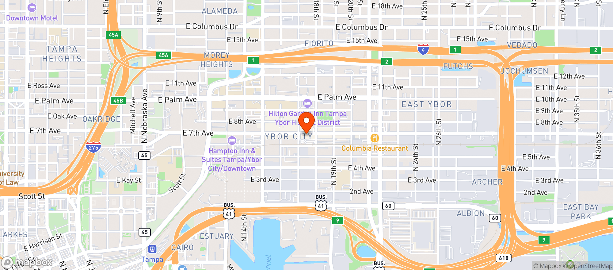Map showing Bad Monkey Ybor