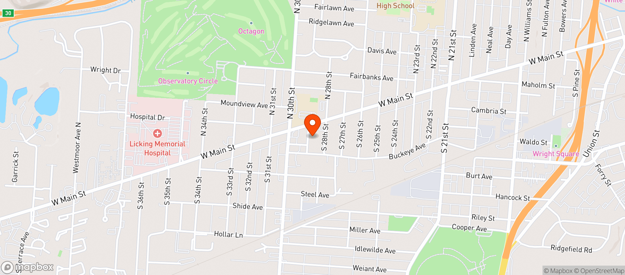 Map showing Stop & Save Newark