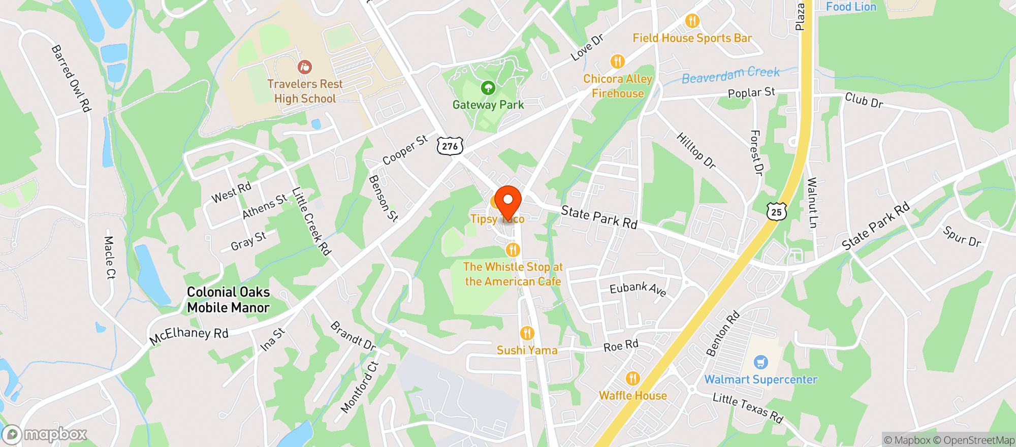 Map showing Side Wall Pizza