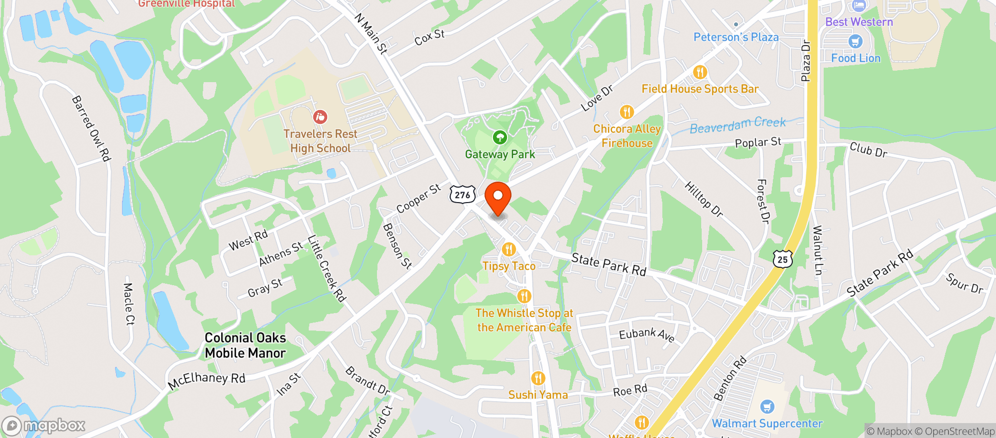 Map showing Swamp Rabbit Brewery