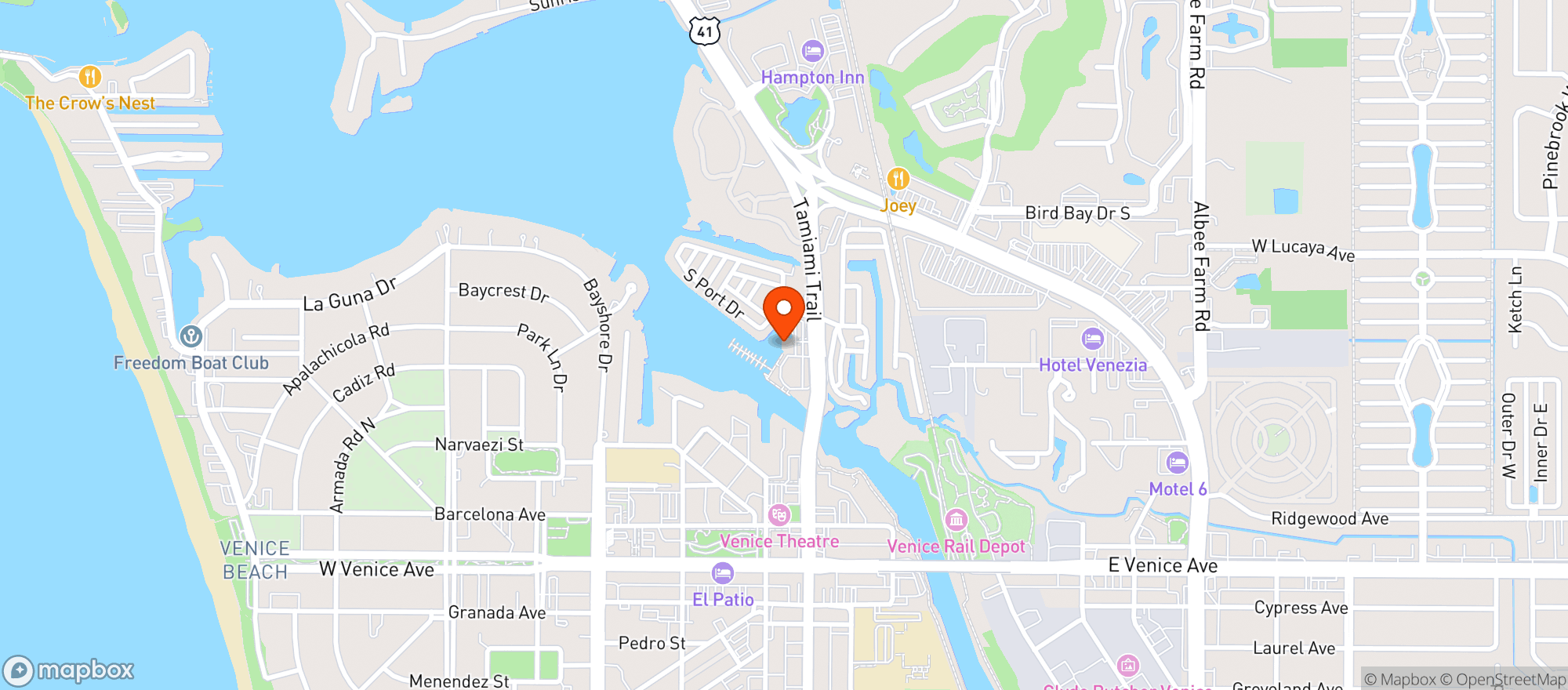 Map showing Dockside Waterfront Grill