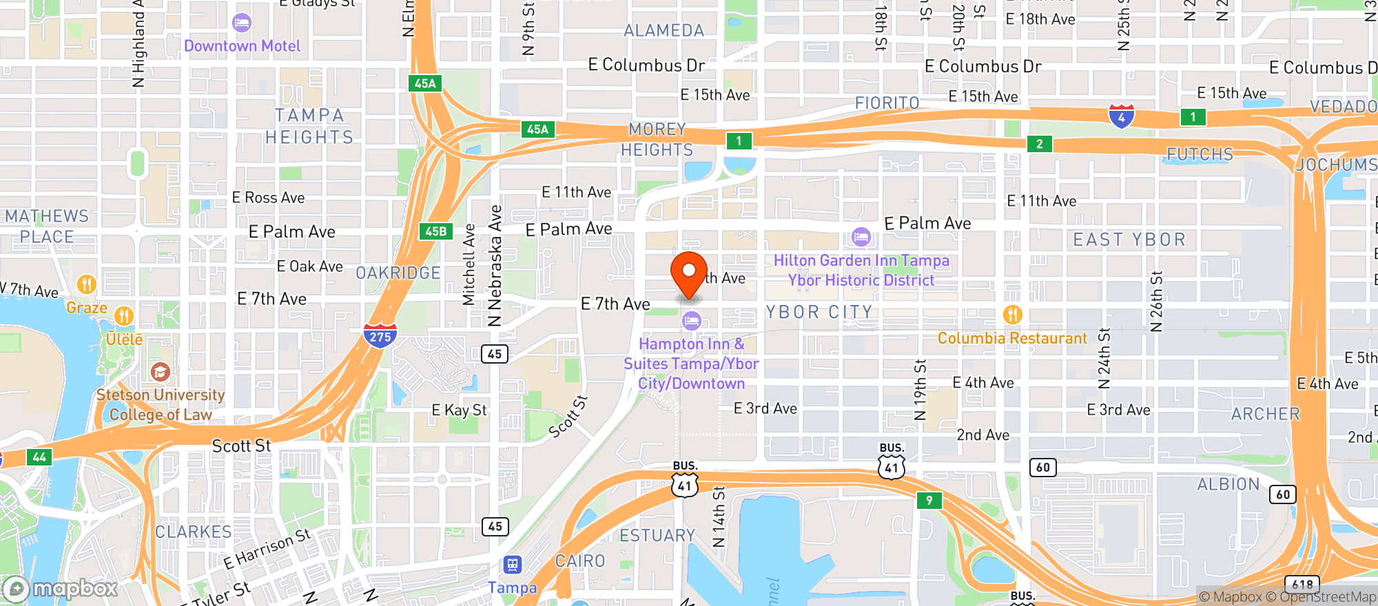 Map showing Hampton Inn