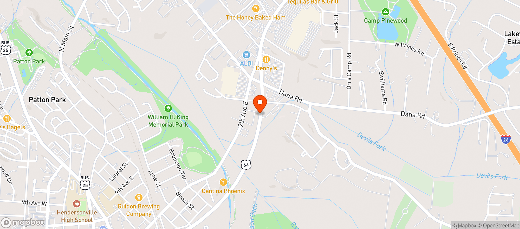 Map showing Binions Roadhouse