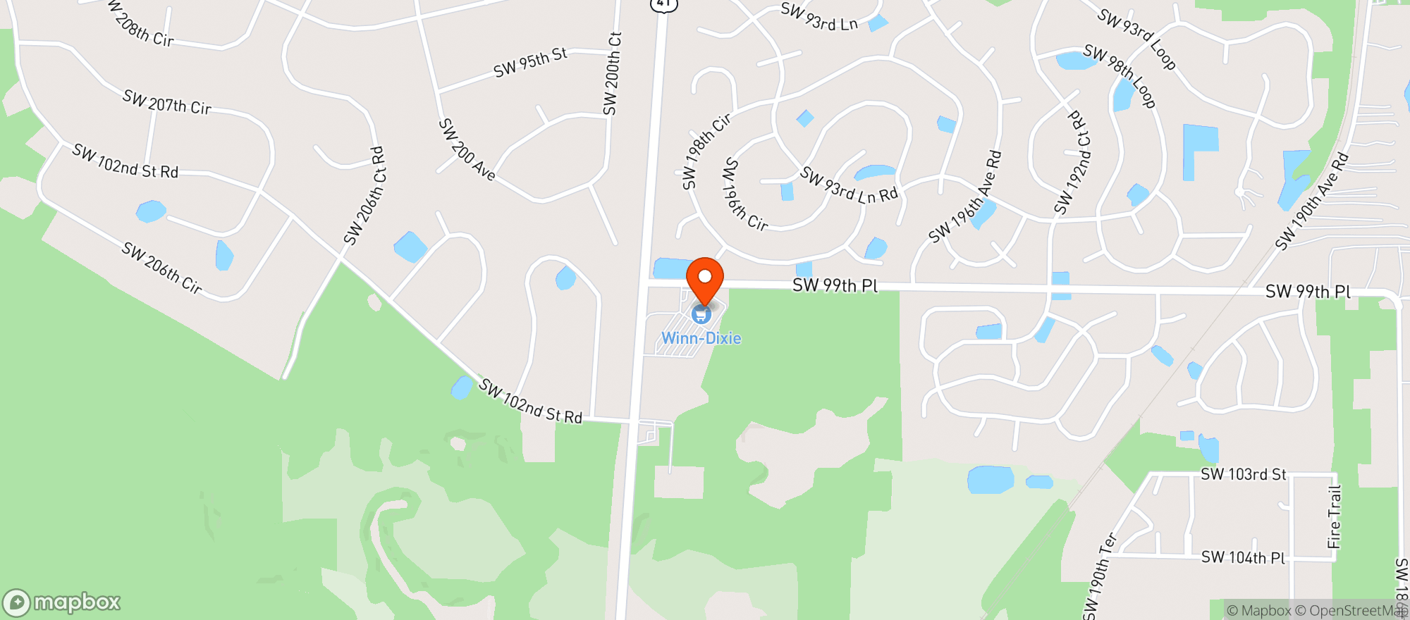 Map showing Winn Dixie