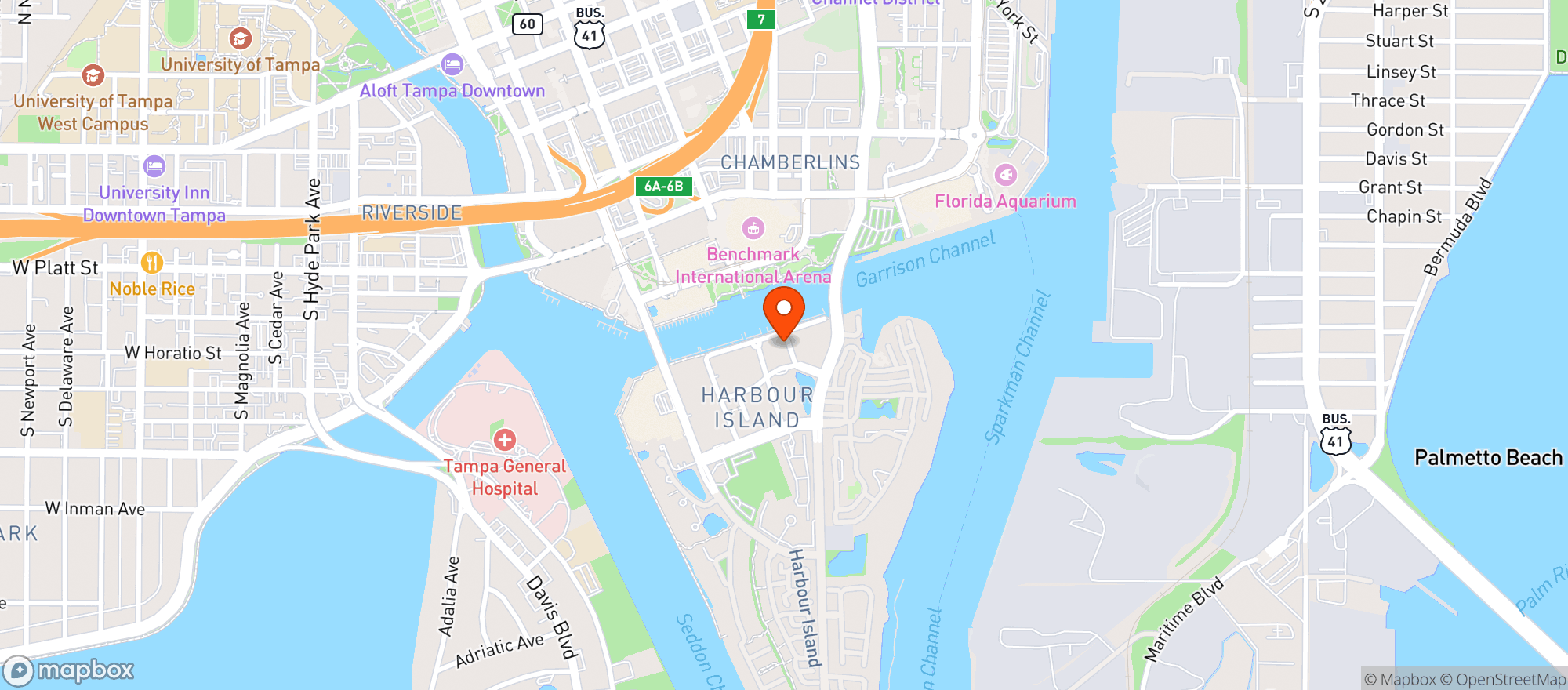 Map showing The Market @ Harbor Place