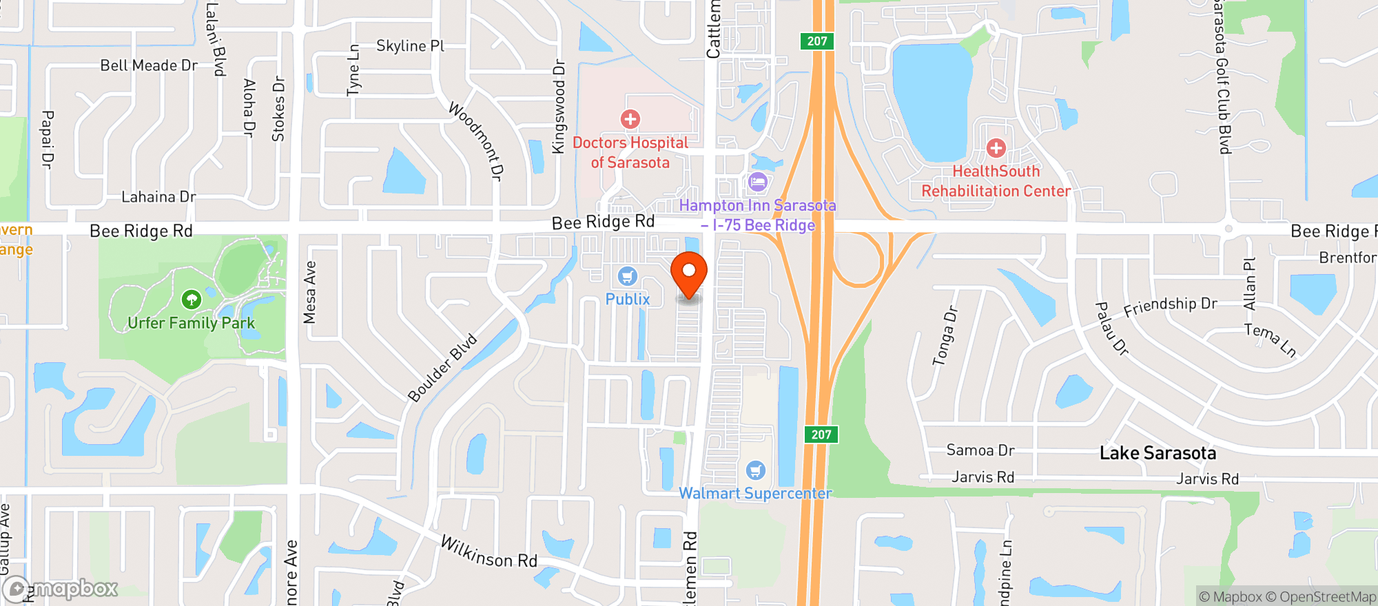 Map showing Casa Patron Mexican Kitchen