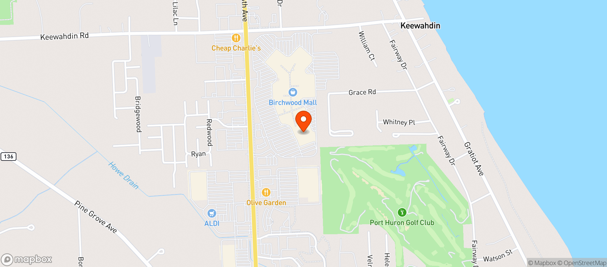 Map showing Target - Port Huron