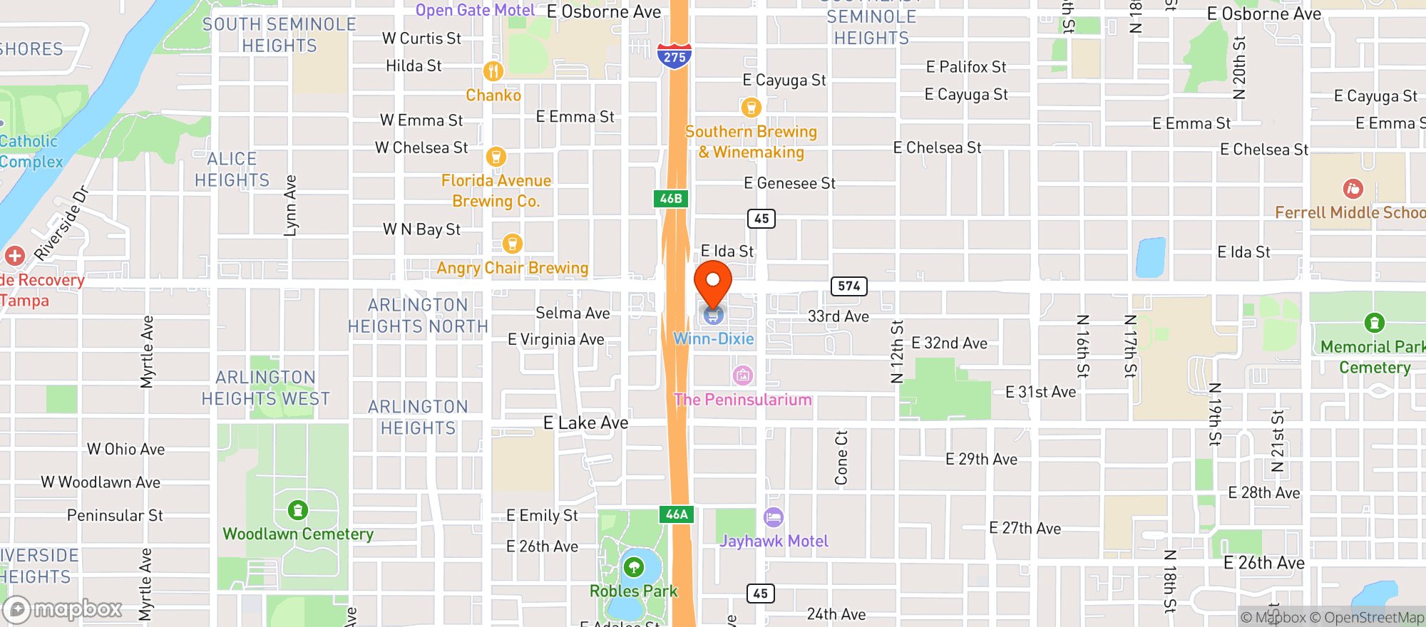 Map showing Winn Dixie Liquor 2473