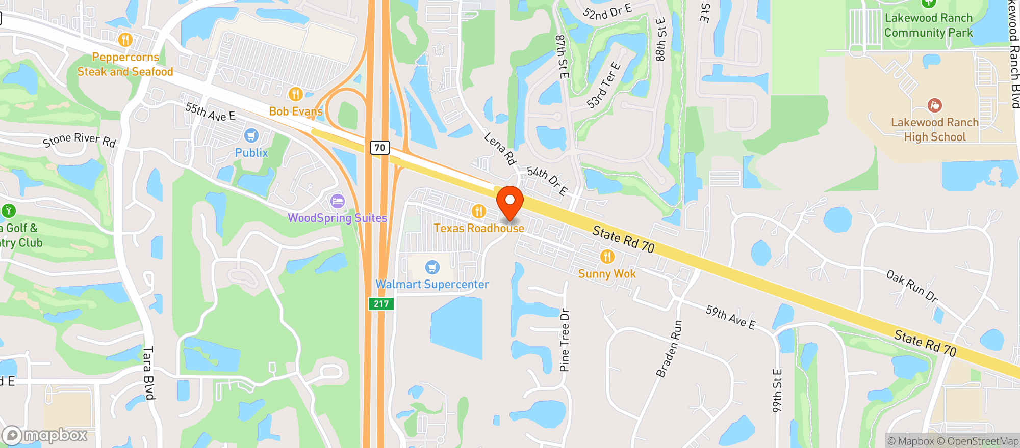 Map showing Texas Roadhouse