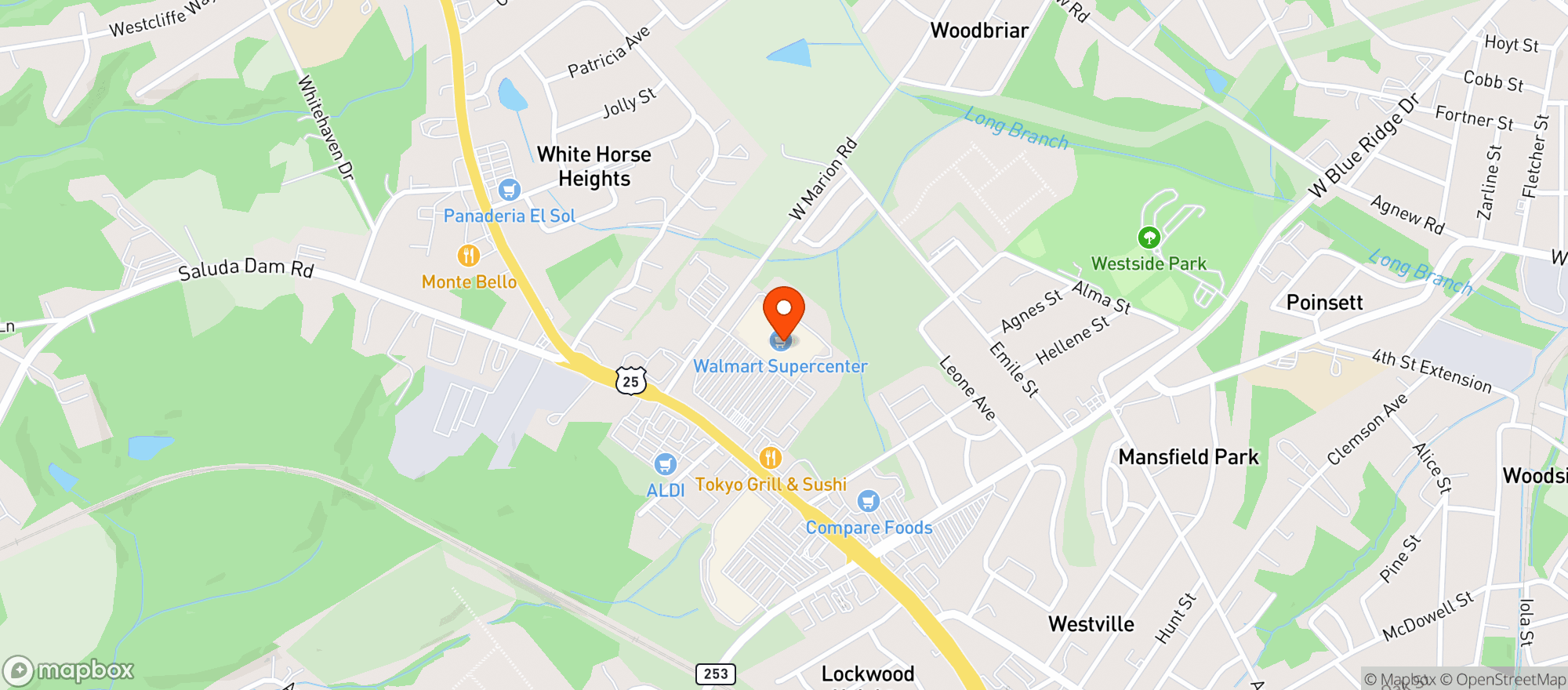 Map showing Walmart Supercenter #641