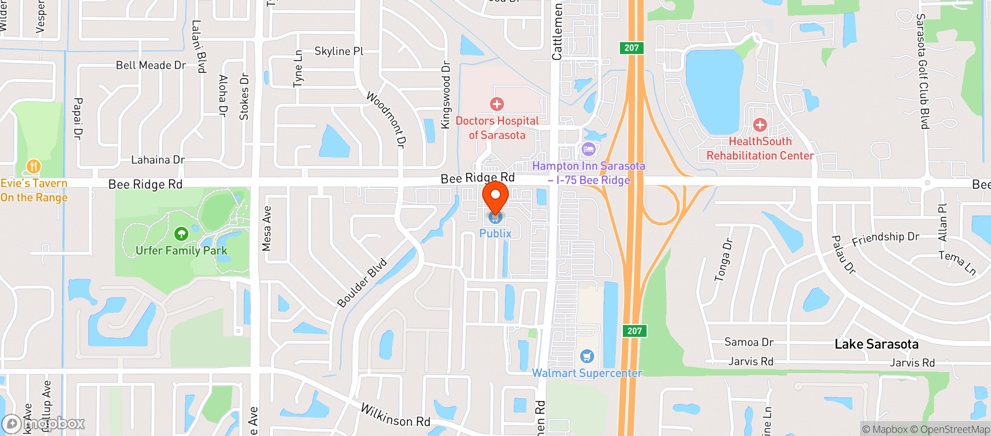 Map showing Publix Super Market