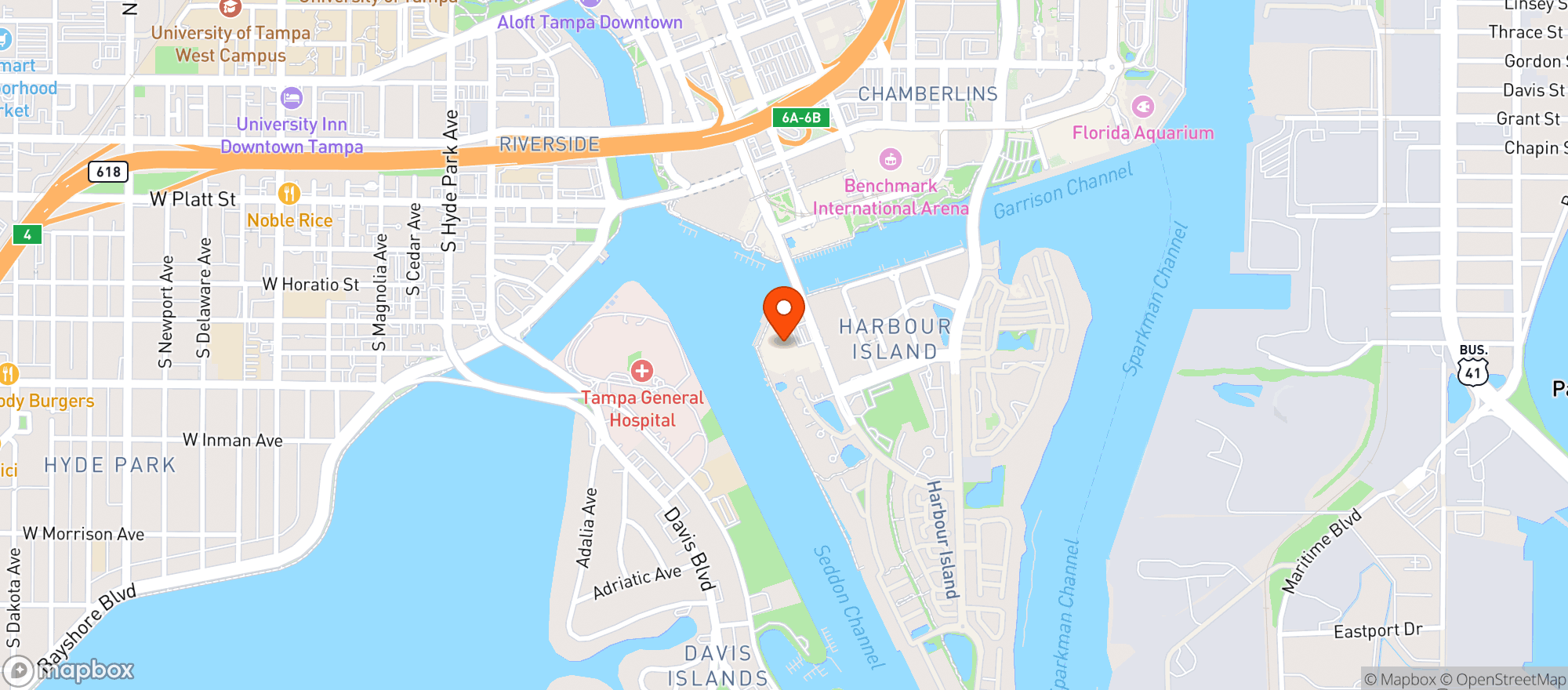 Map showing The Westin Tampa Waterside