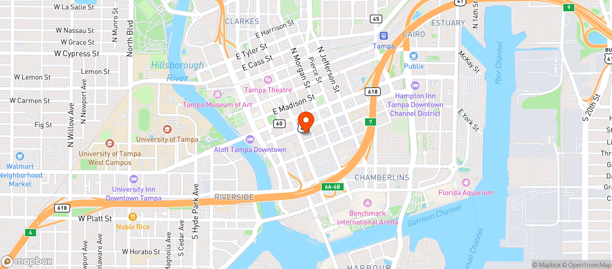 Map showing Top Shelf Sports Lounge