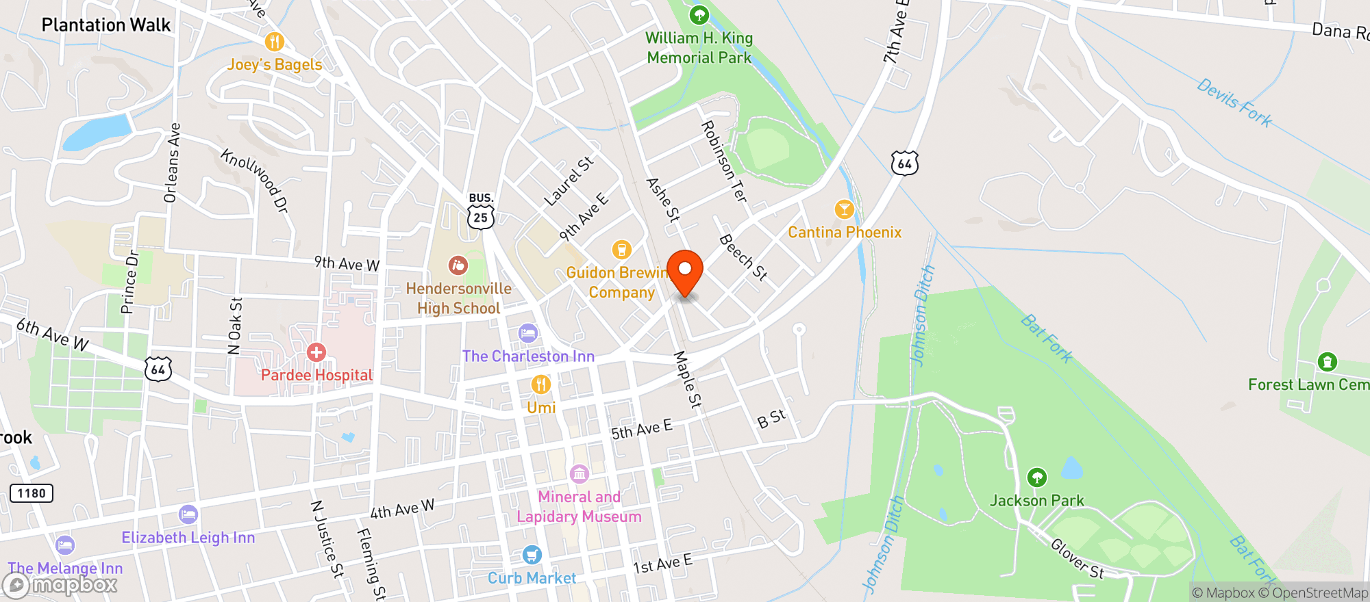 Map showing White Duck Taco Shop