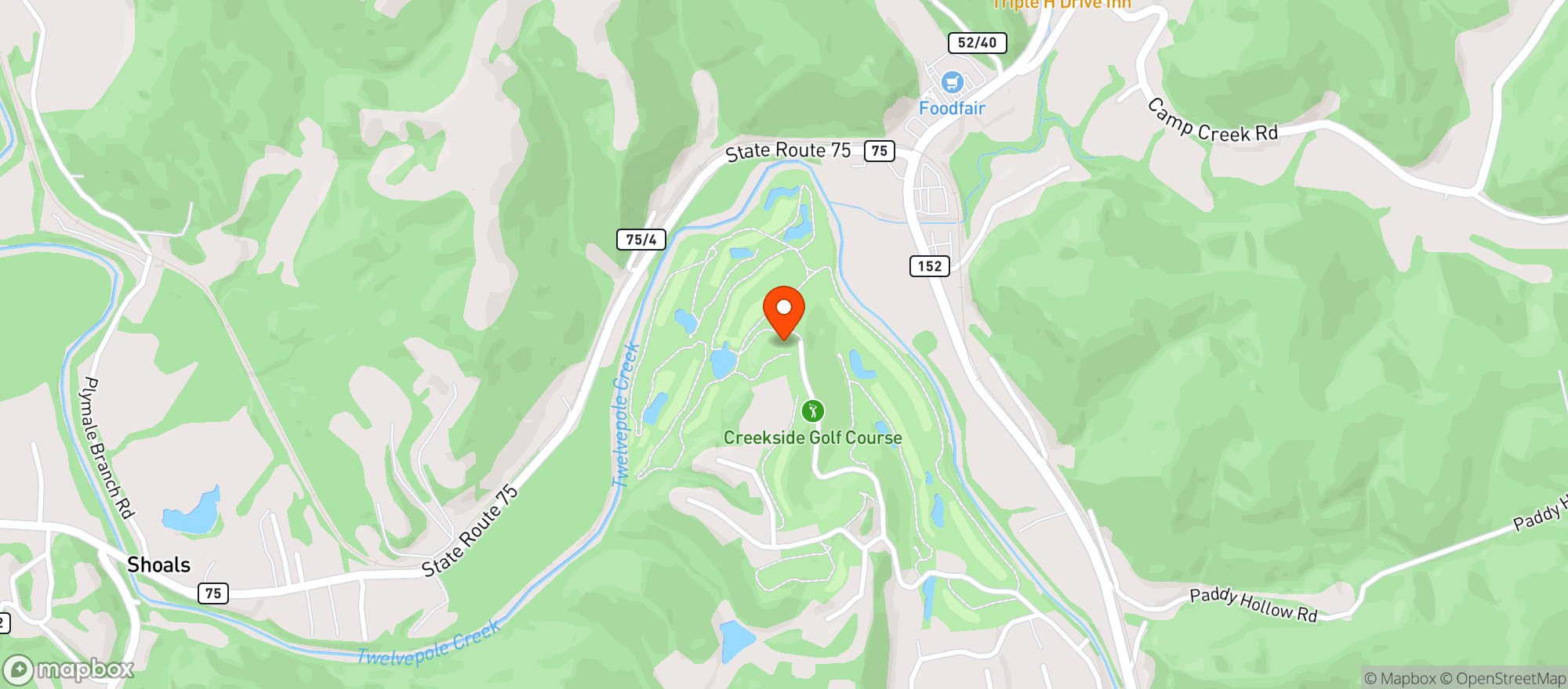Map showing Creekside Golf Course