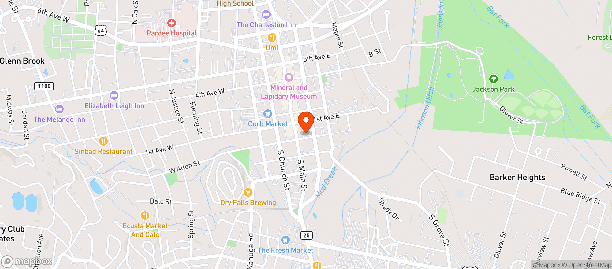 Map showing Honeysuckle Holler