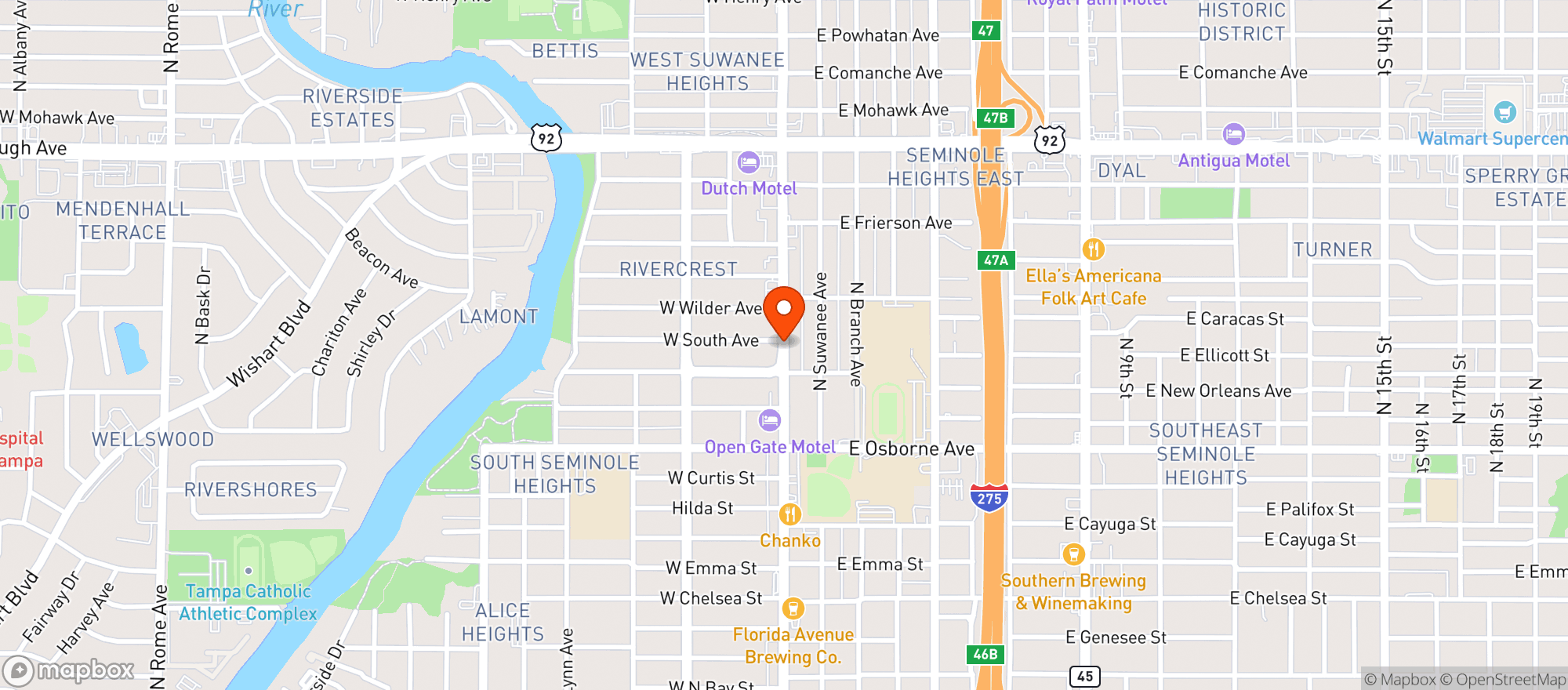 Map showing Cappys Pizzeria