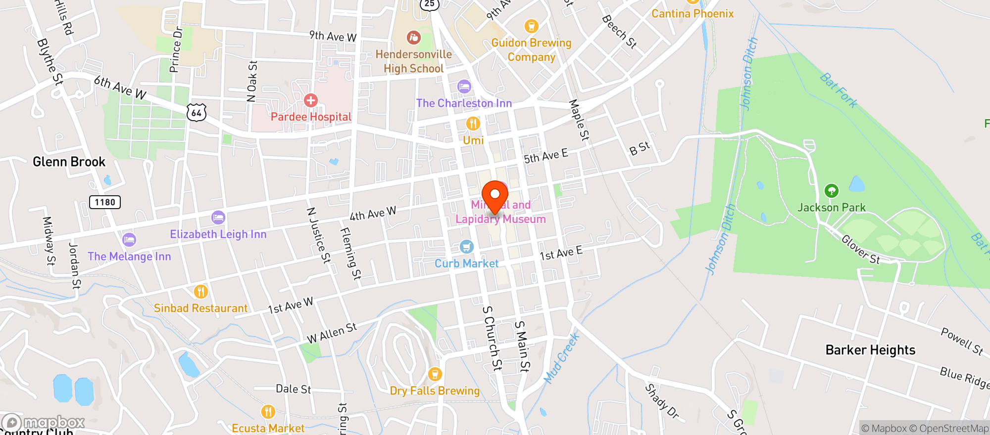 Map showing Mikes On Main