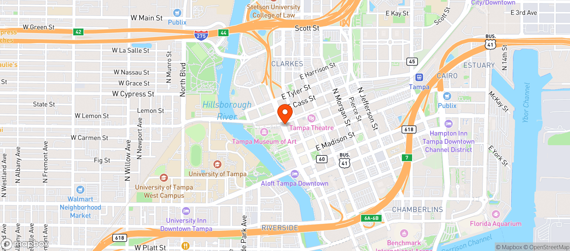 Map showing Tampa Pizza