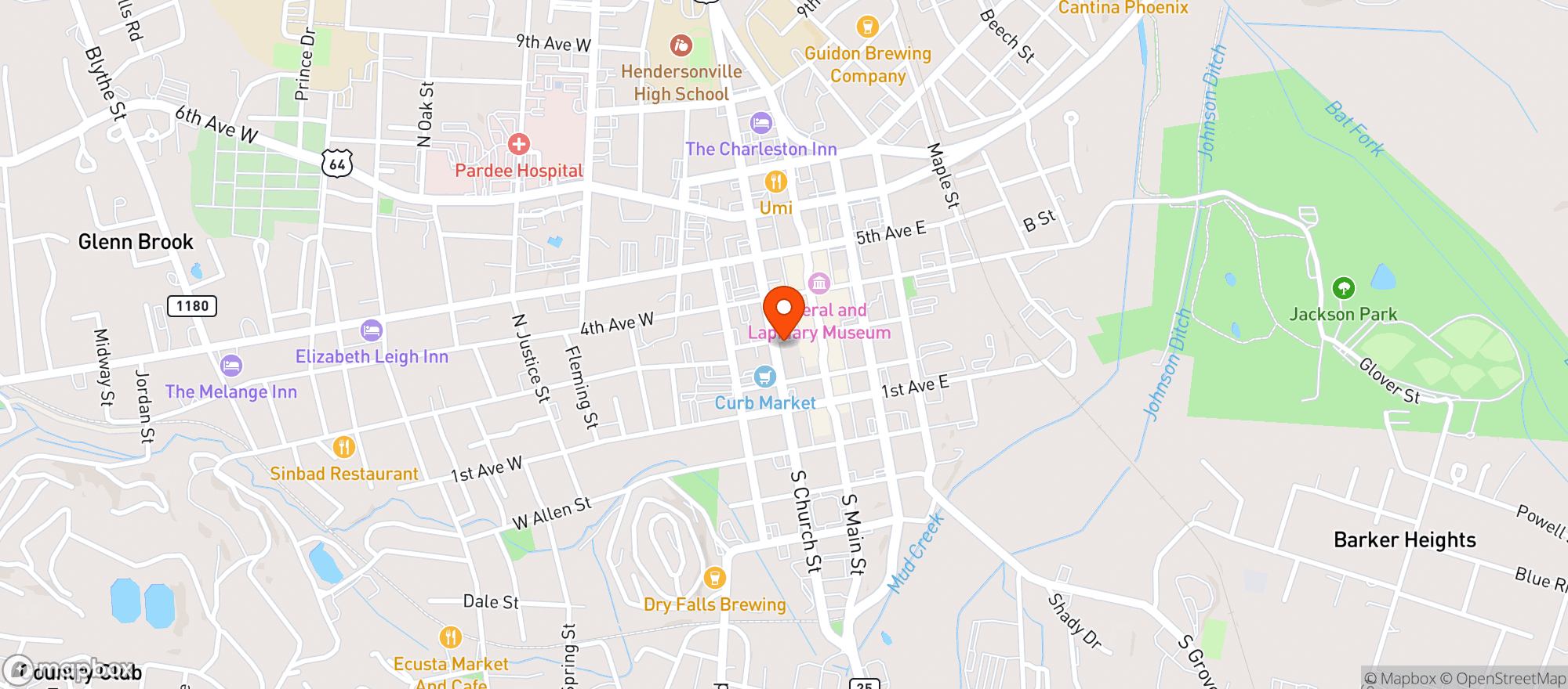 Map showing Brooks Tavern
