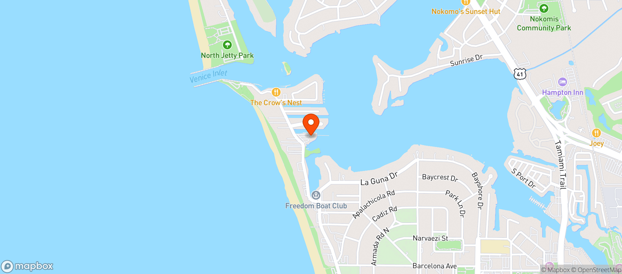 Map showing Venice Yacht Club