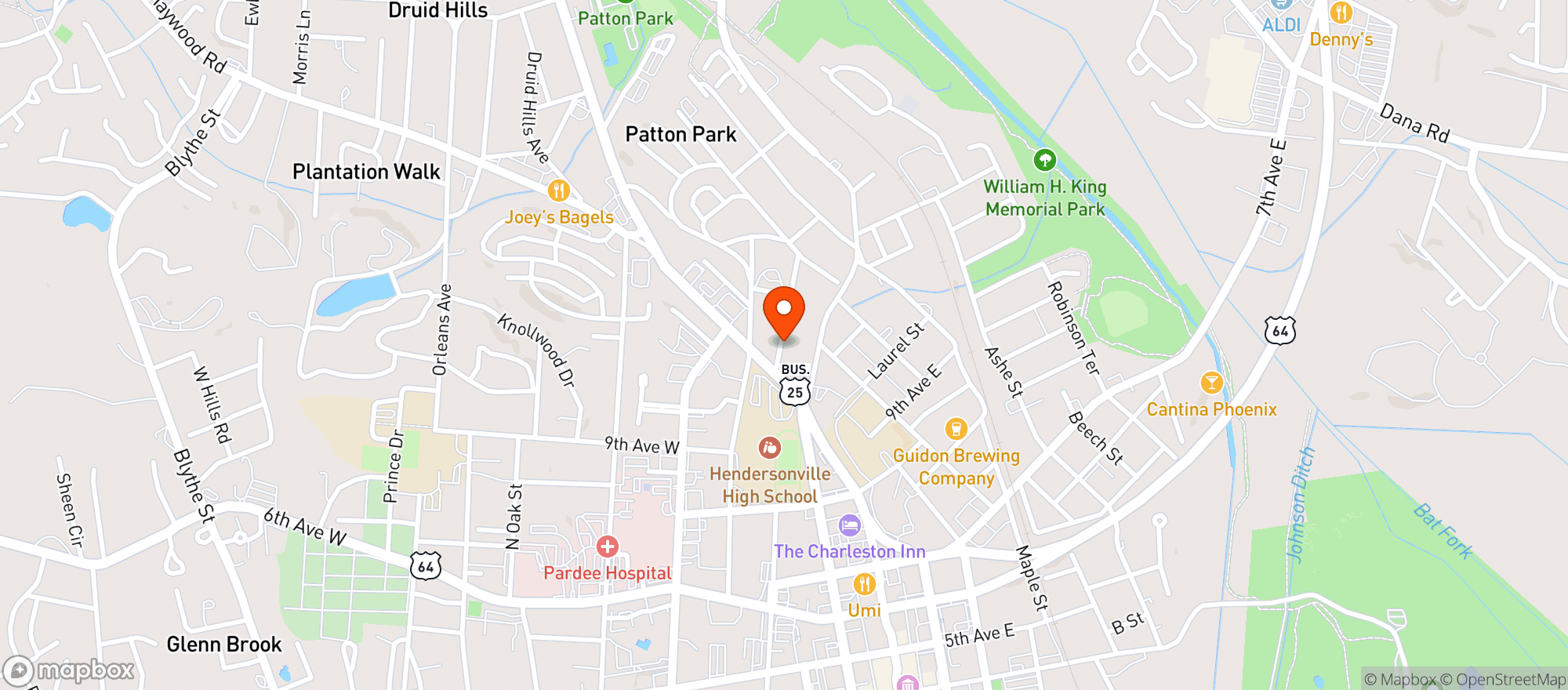 Map showing Apotheca Hendersonville