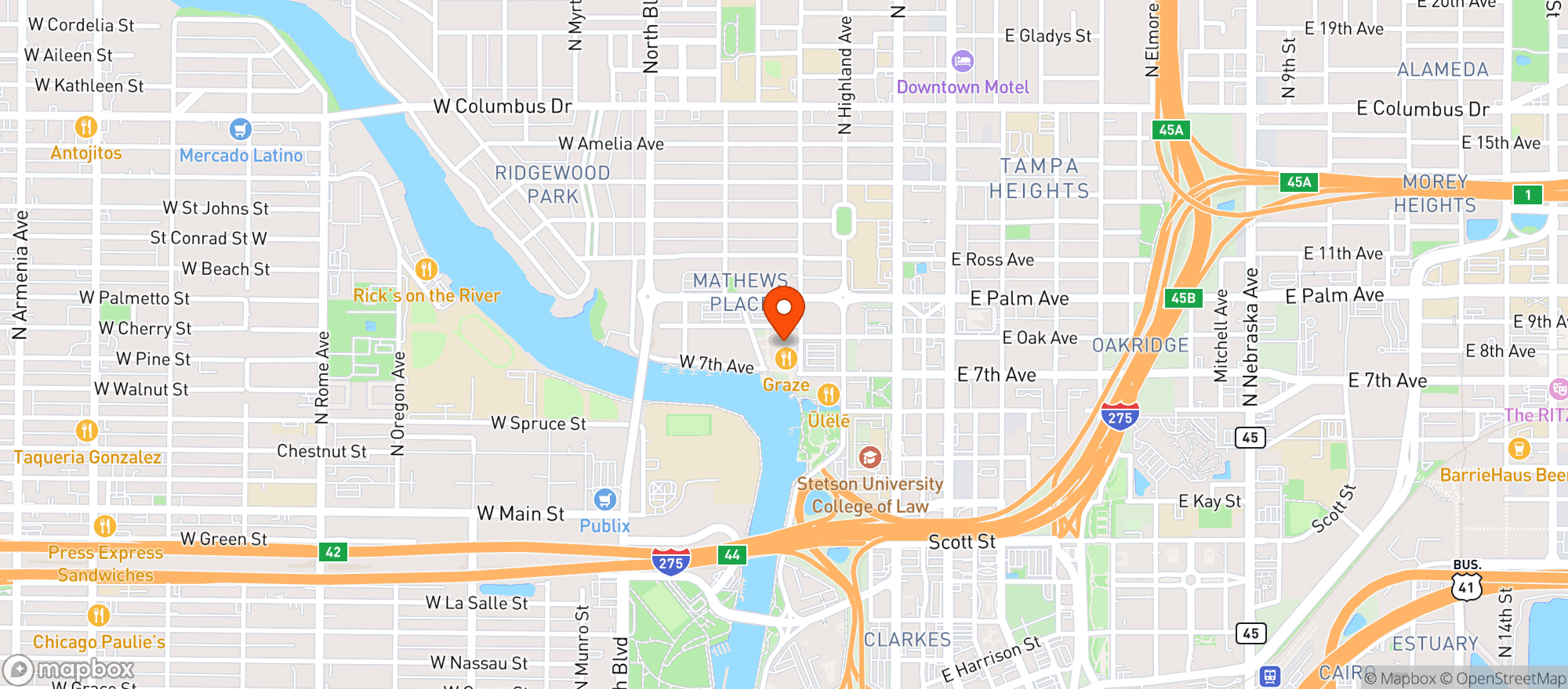 Map showing Oak & Ola