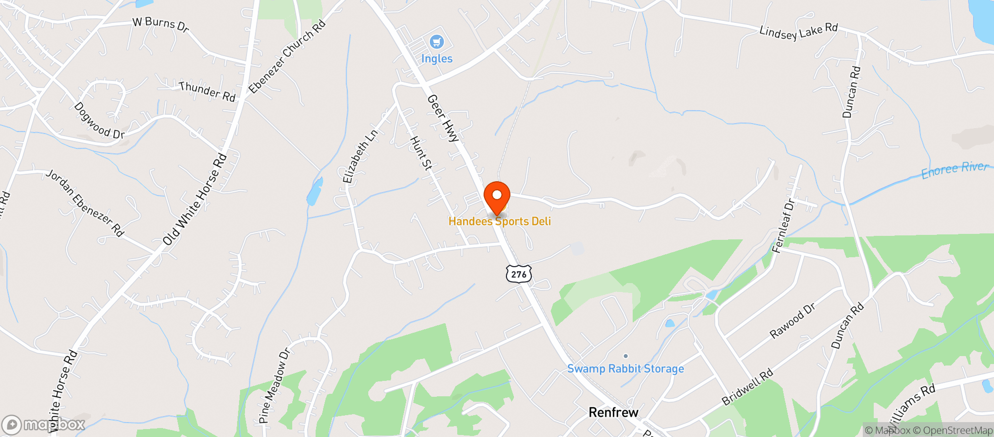 Map showing Handee Mart Food Stores