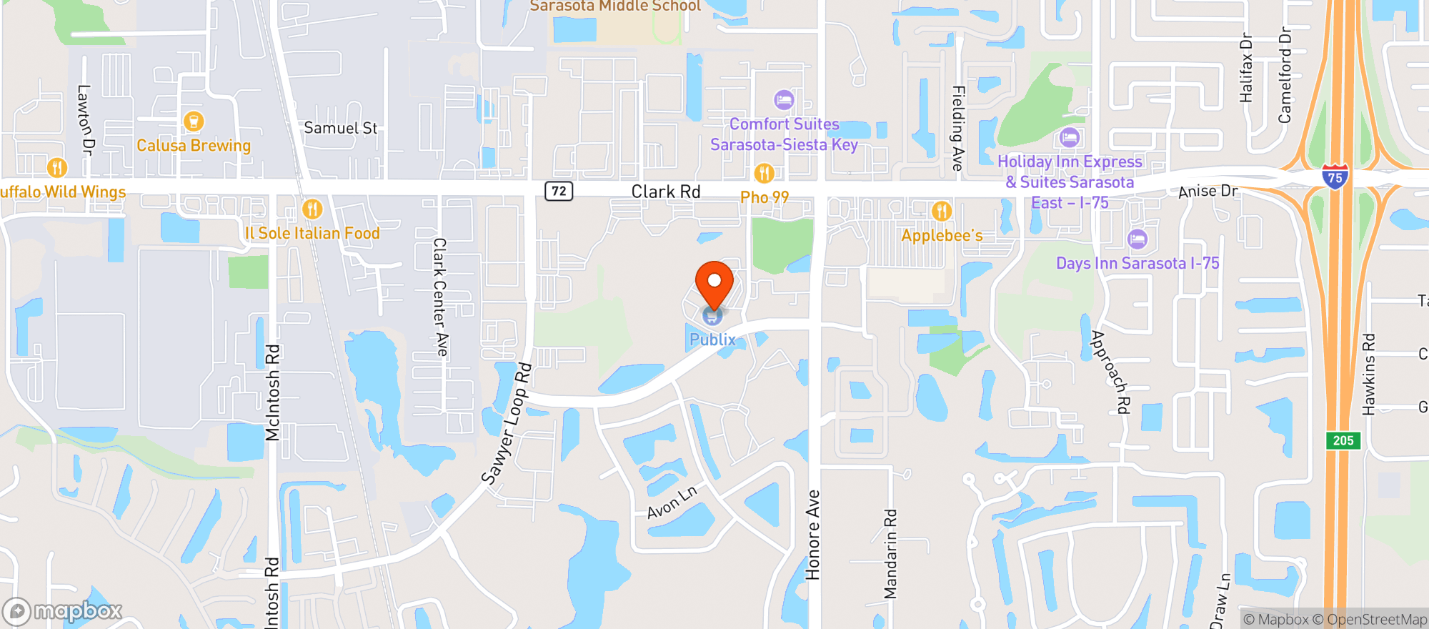 Map showing Publix