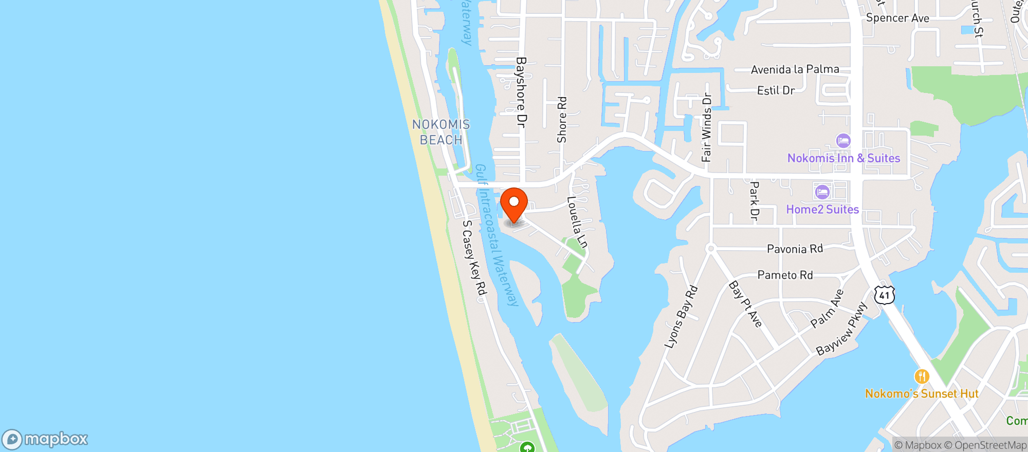 Map showing Pops Sunset Grill
