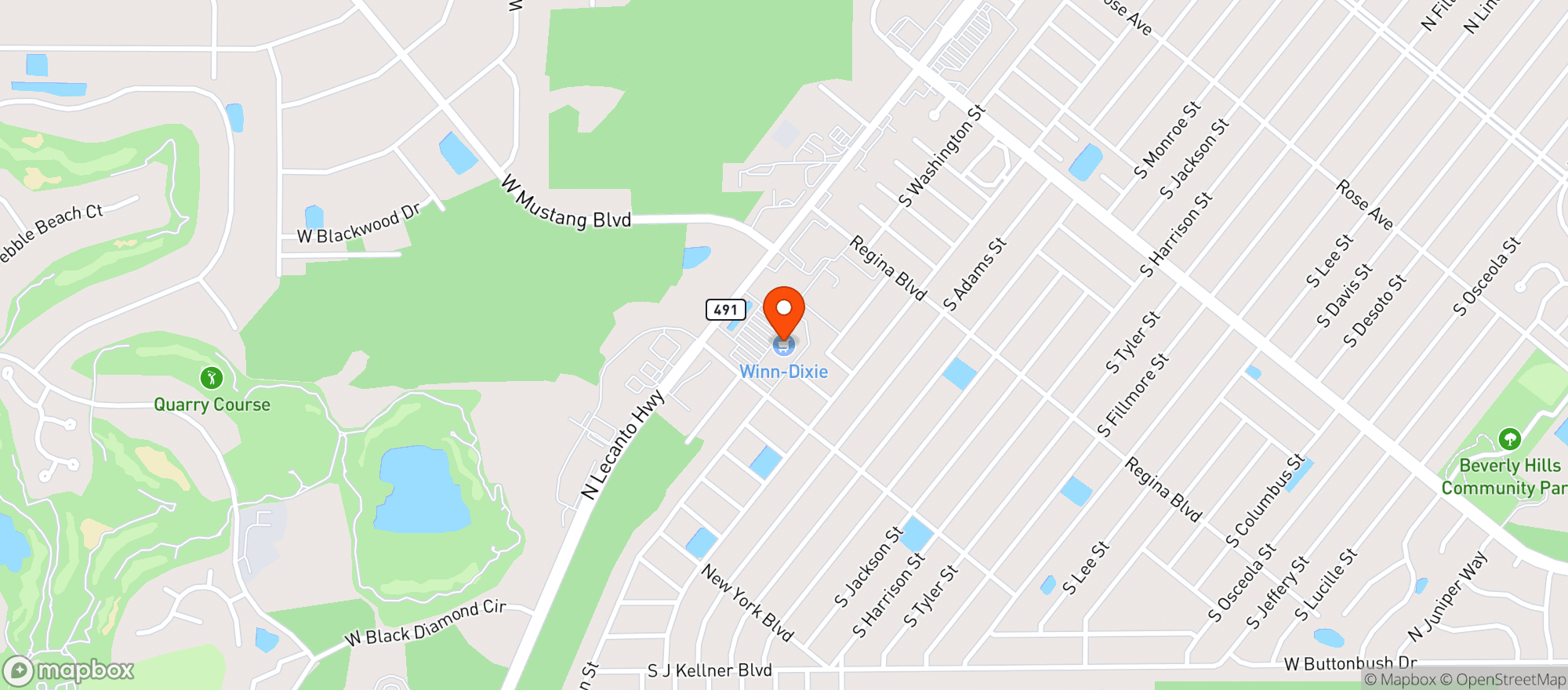 Map showing Winn-Dixie (Park Plaza)