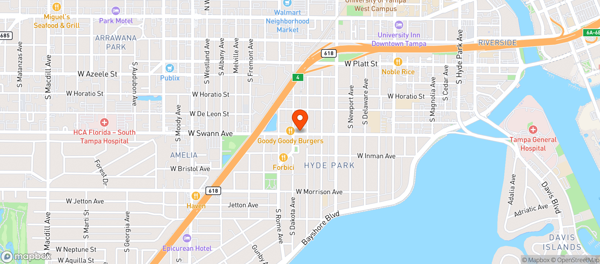 Map showing Palihouse Hyde Park Village