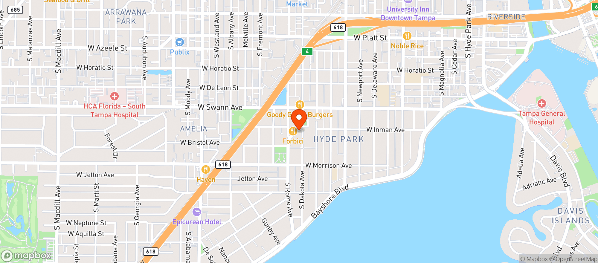 Map showing Meat Market Tampa